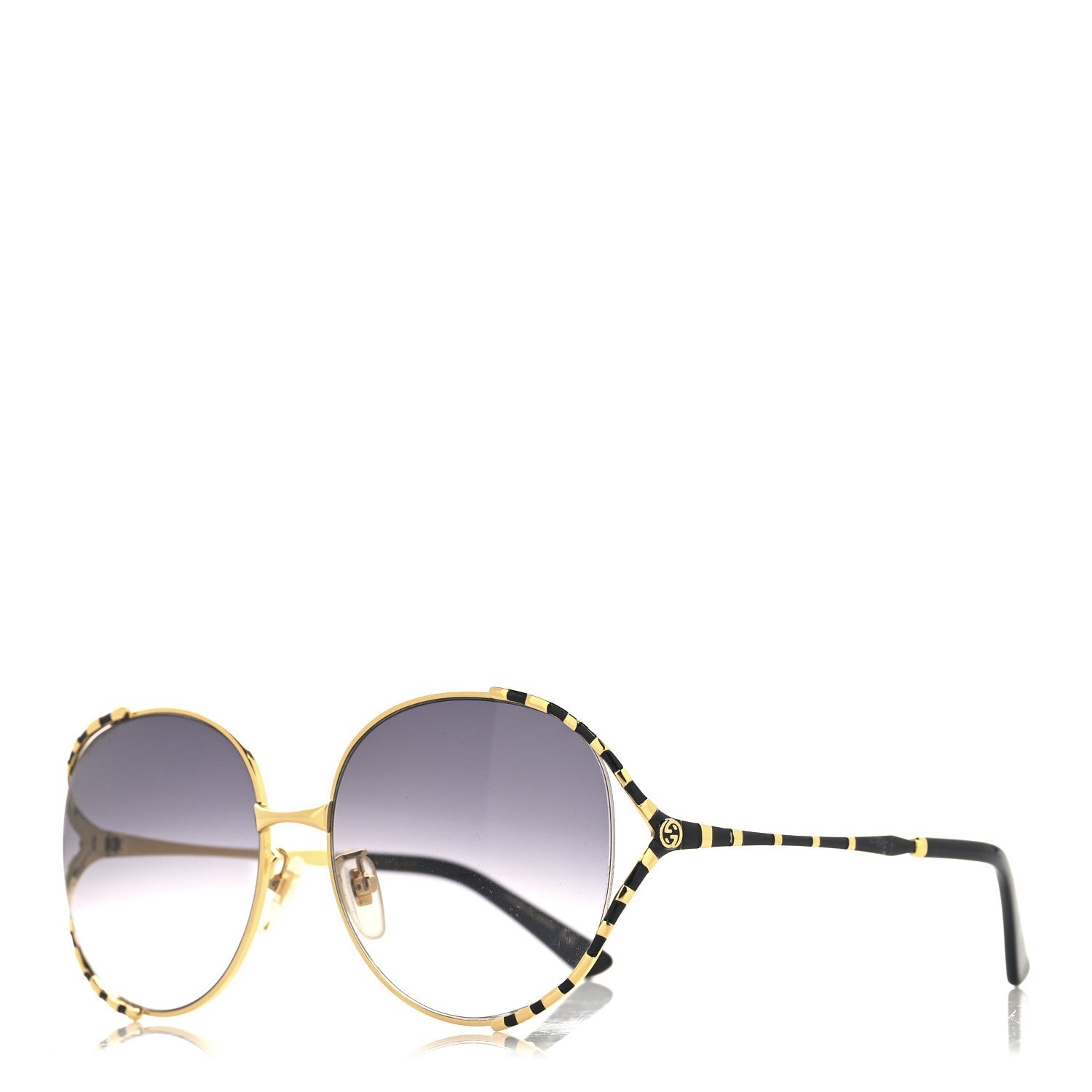 Gucci Metal Round Frame GG0595S Sunglasses Gold Brown 1 of 7