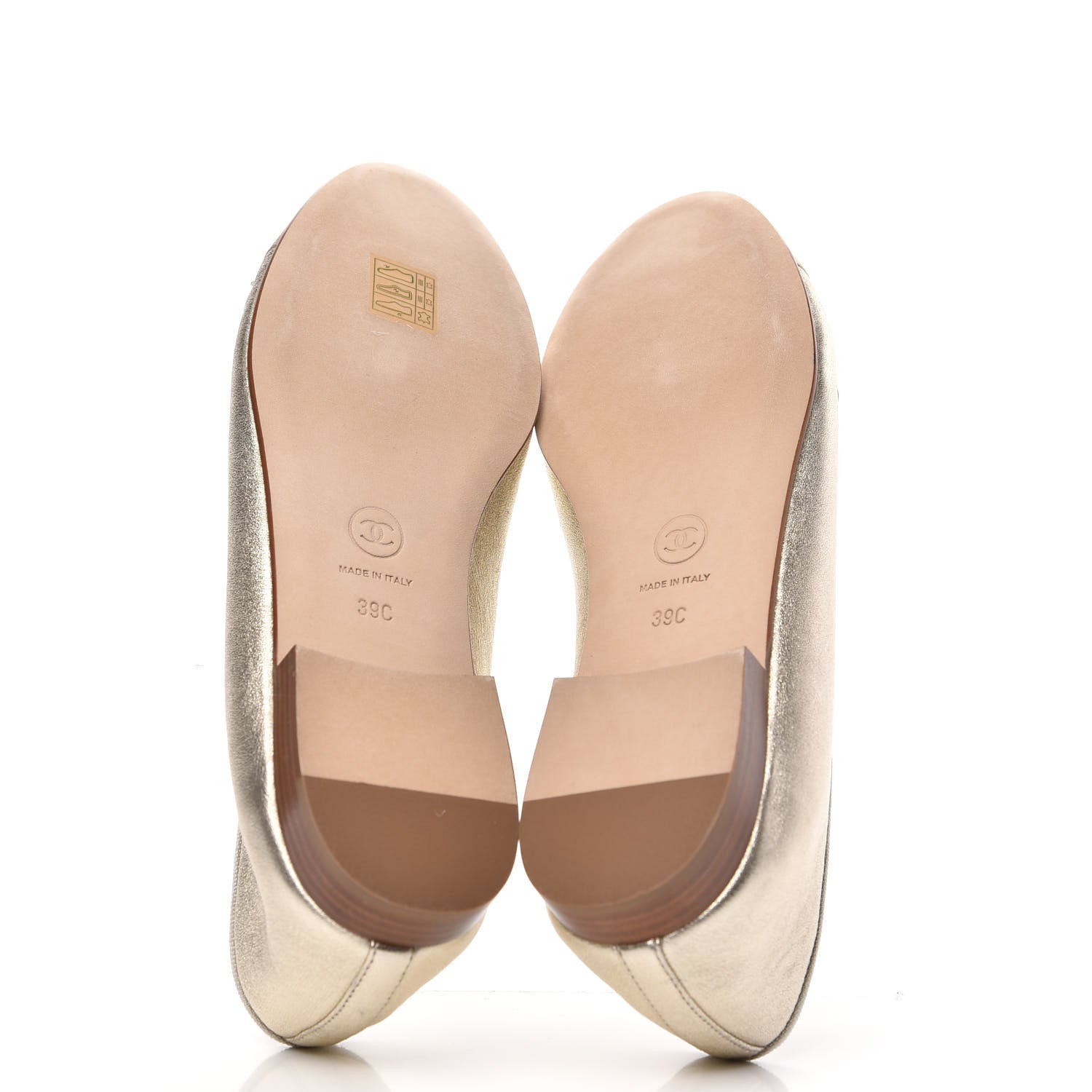 Chanel Metallic Goatskin Cap Toe CC Ballerina Flats 39 Gold 5 of 9