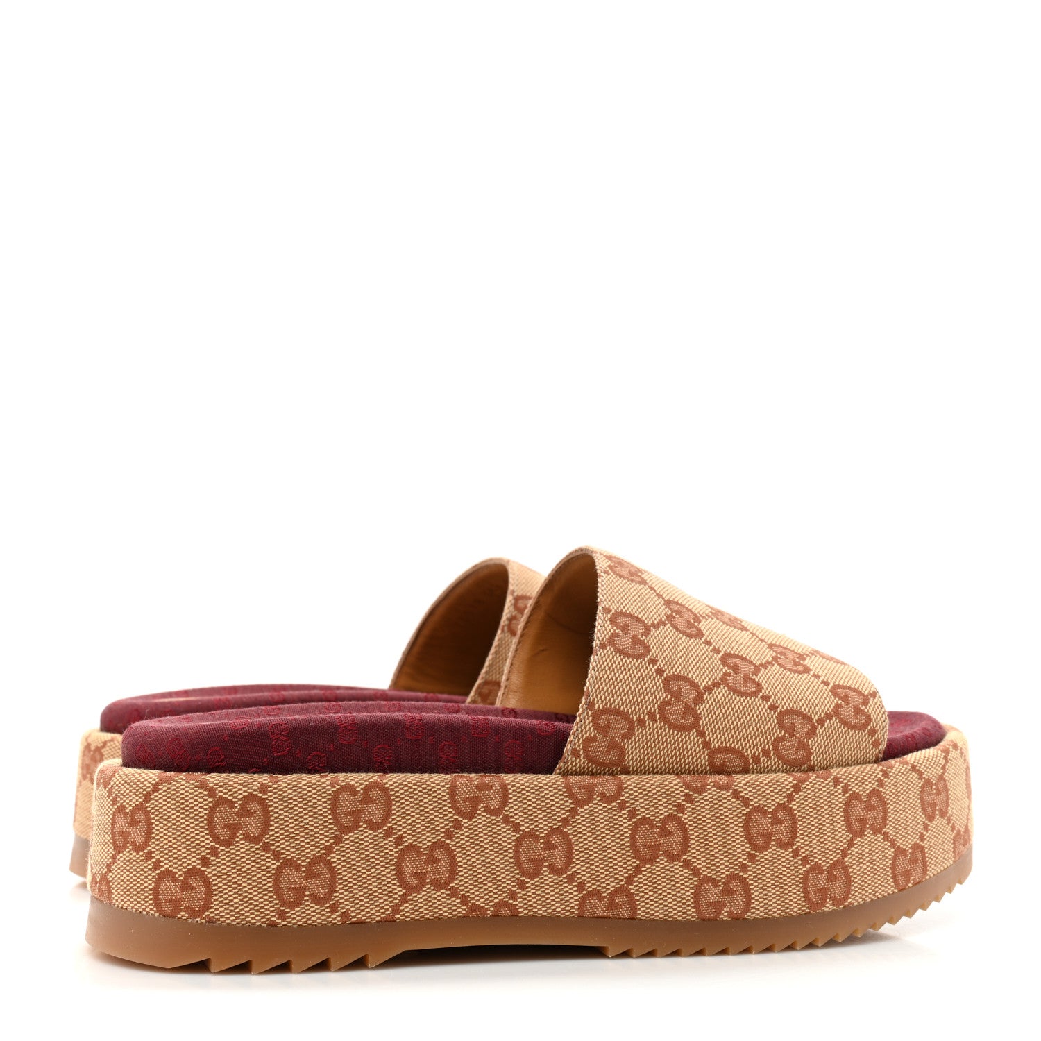 Gucci Canvas GG Monogram Angelina Platform Slide Sandals 36.5 Beige Ruggine 4 of 9