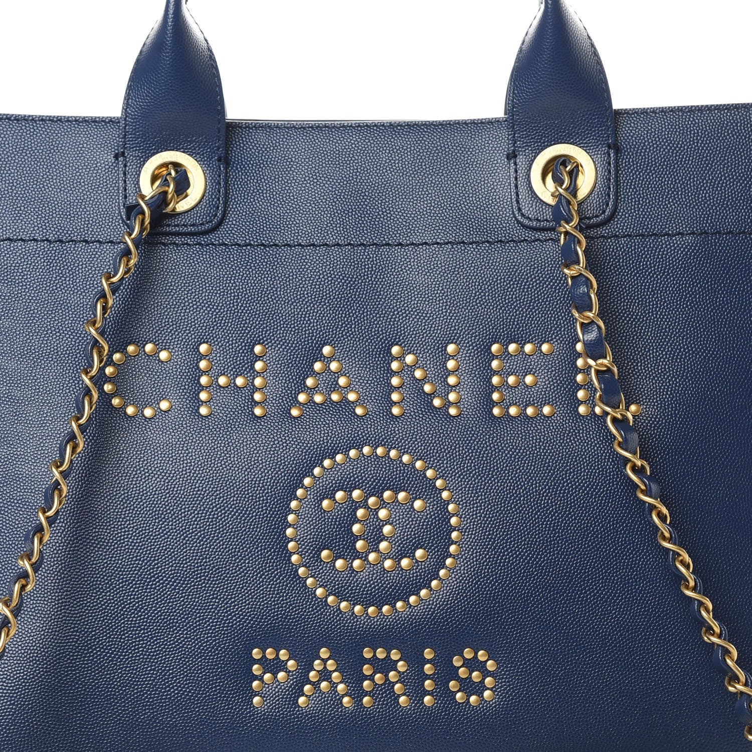 Chanel Caviar Small Studded Deauville Tote Navy 8 of 14