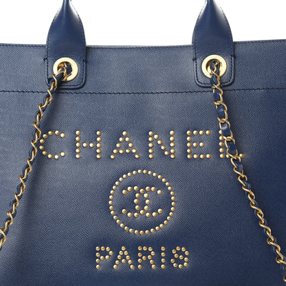 Chanel Caviar Small Studded Deauville Tote Navy 8 of 14