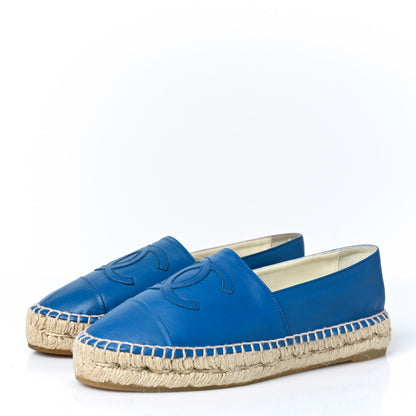 Chanel Lambskin CC Espadrilles 37 Blue 3 of 8