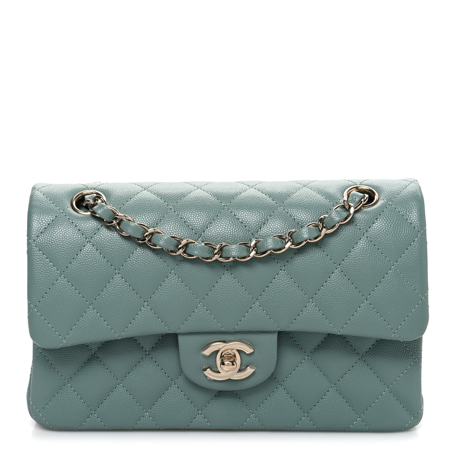 Chanel Caviar Quilted Small Double Flap Light Blue 1 of 10