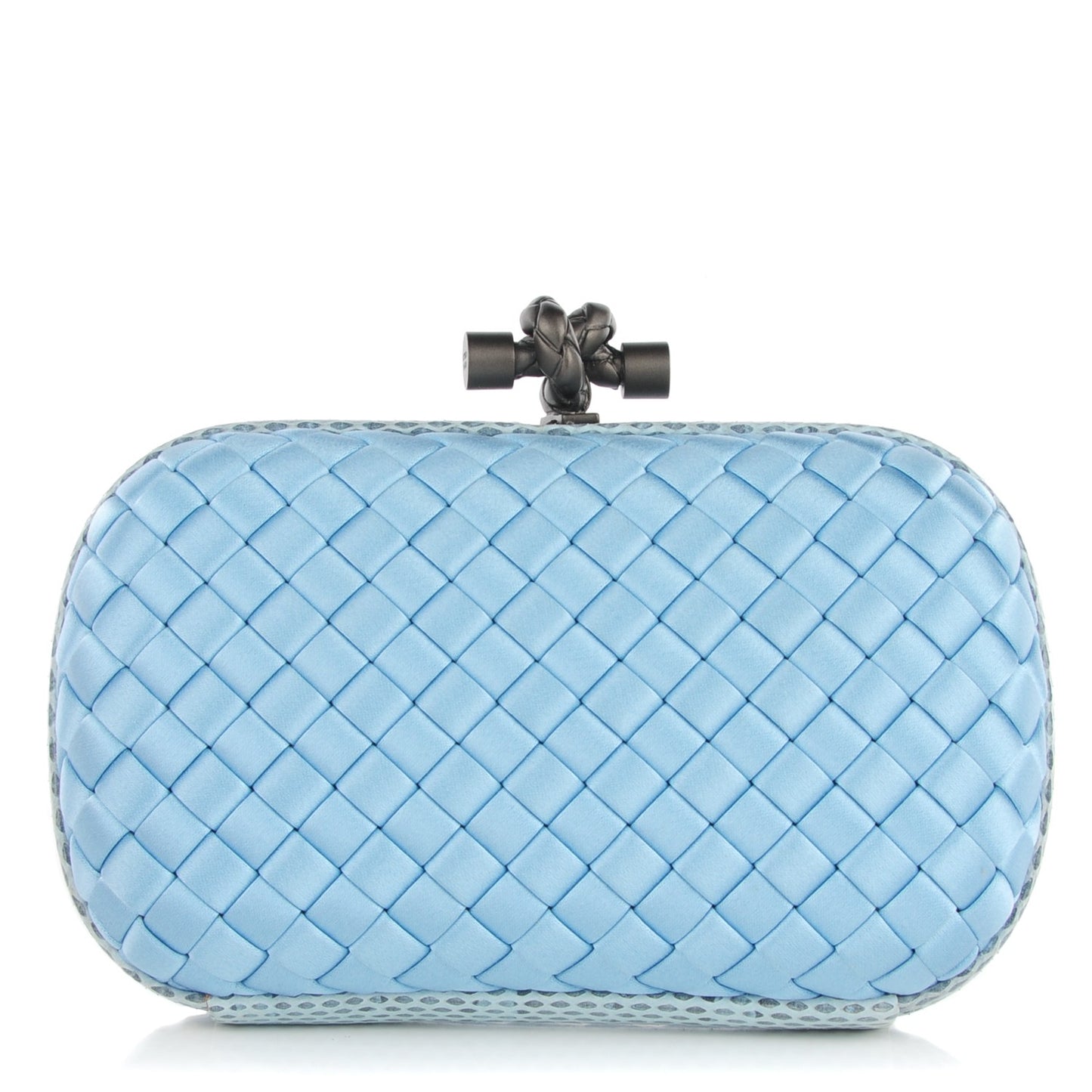 Satin Intreccio Impero Ayers Knot Clutch Ciel