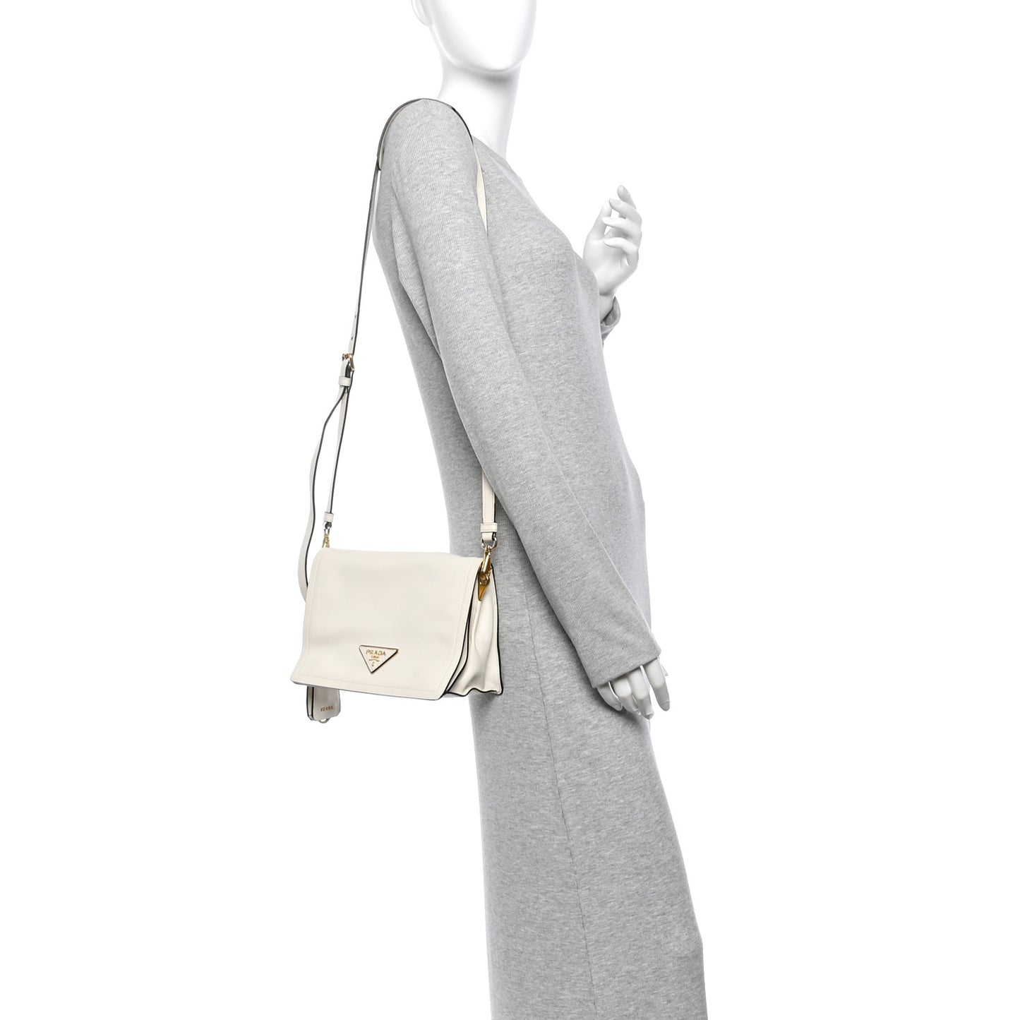 Glace Calf Shoulder Bag White