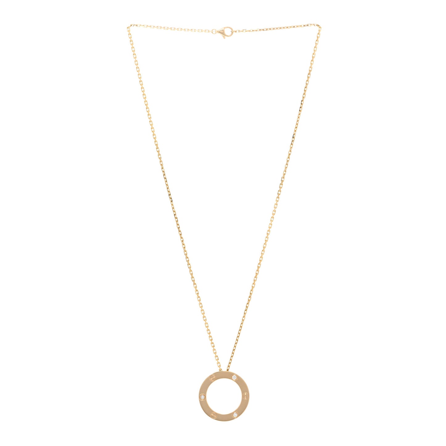 18K Yellow Gold 3 Diamonds LOVE Pendant Necklace