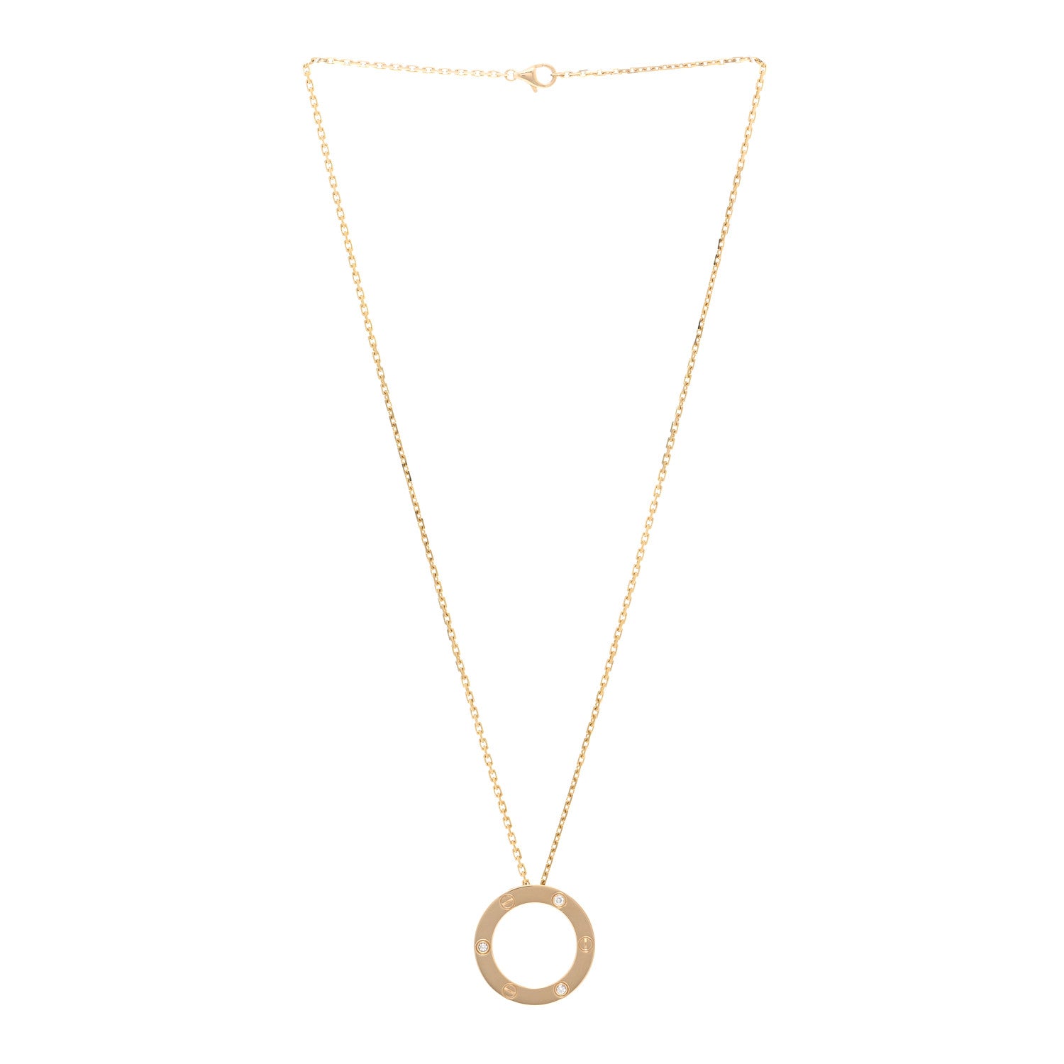 Cartier 18K Yellow Gold 3 Diamonds LOVE Pendant Necklace 3 of 5