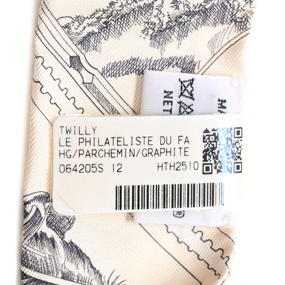 Hermes Silk Le Philateliste Du Faubourg Twilly Parchemin Graphite 4 of 4