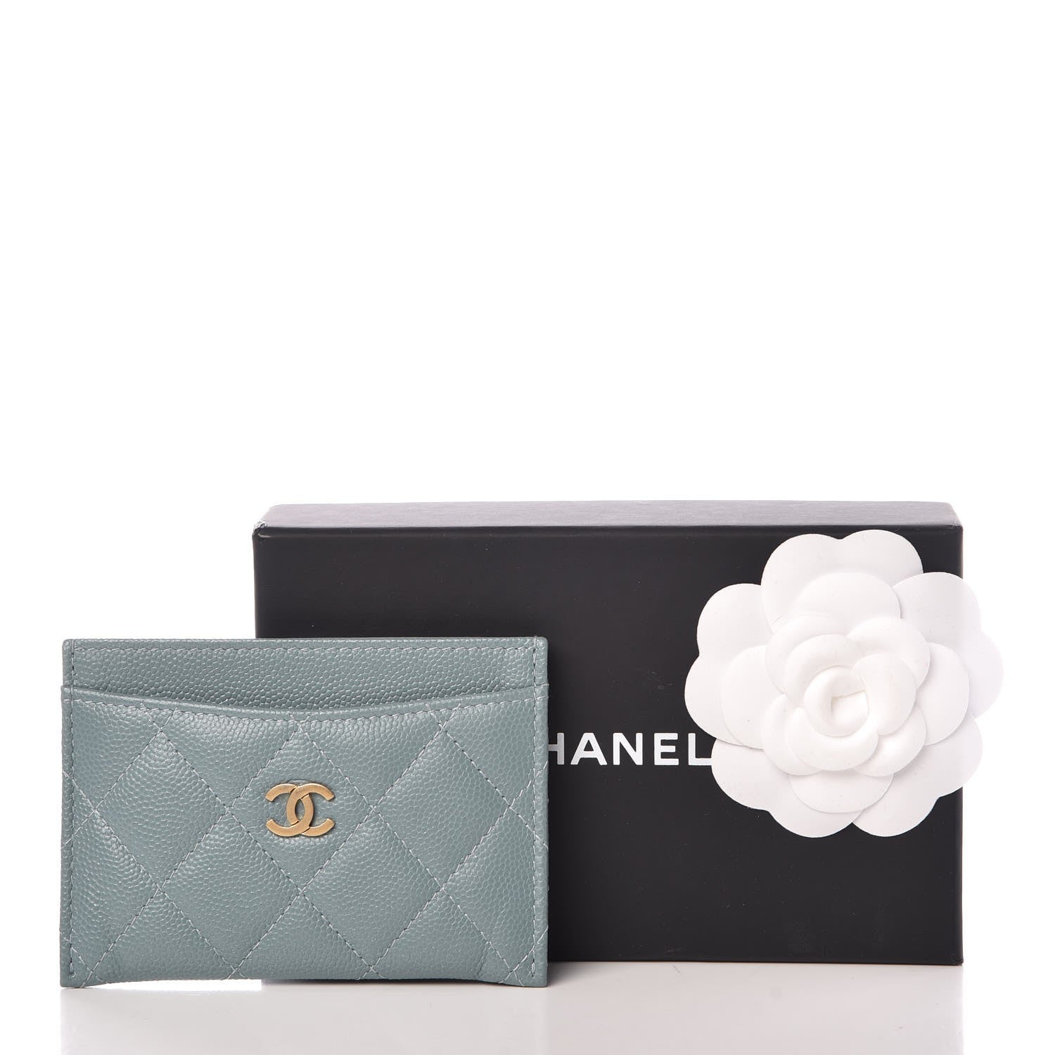 Chanel Iridescent Caviar Quilted Card Holder Light Blue 9 of 9