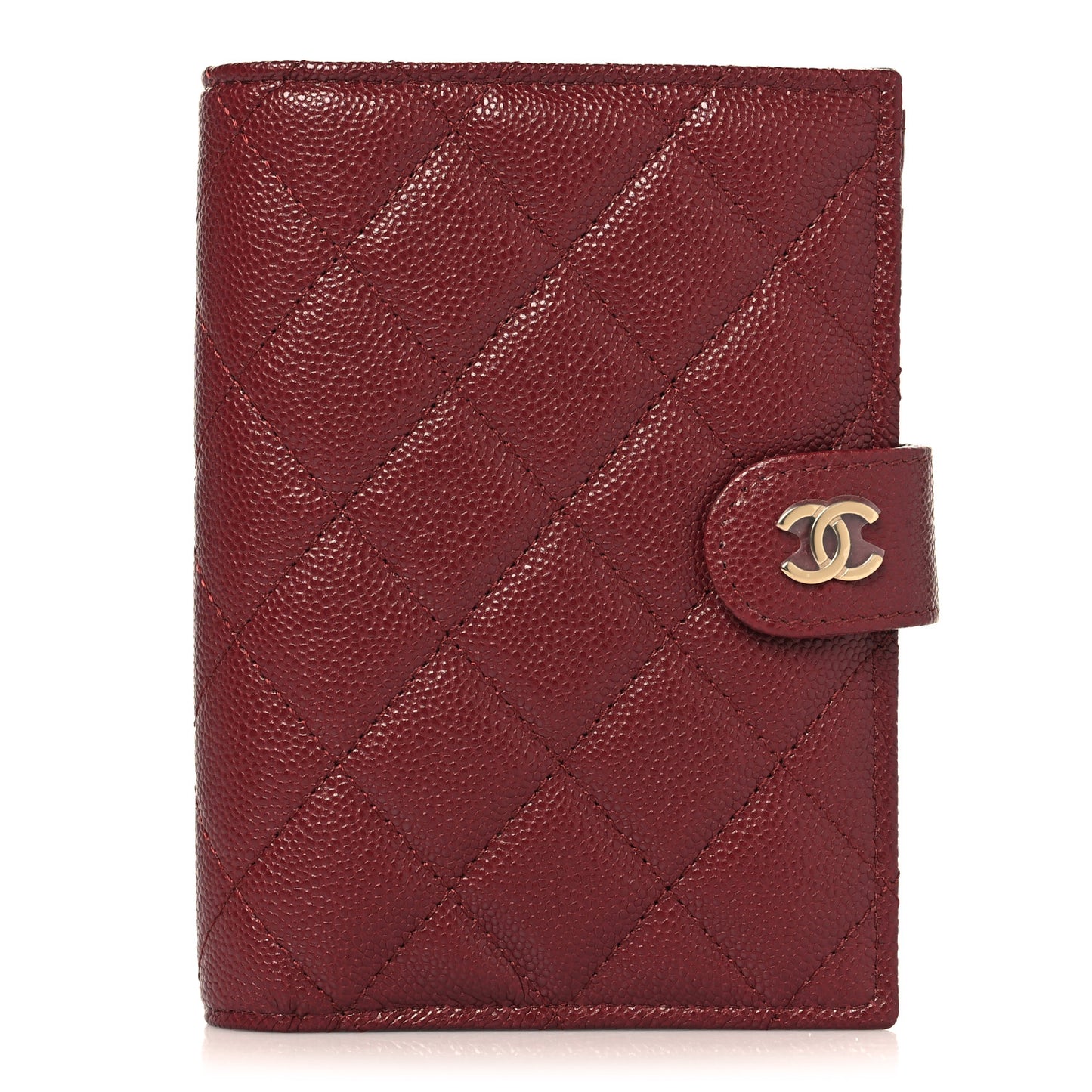 Caviar Quilted Passport Holder Burgundy