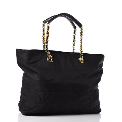 Prada Tessuto Nylon Impunture Chain Shopping Tote Black 3 of 10