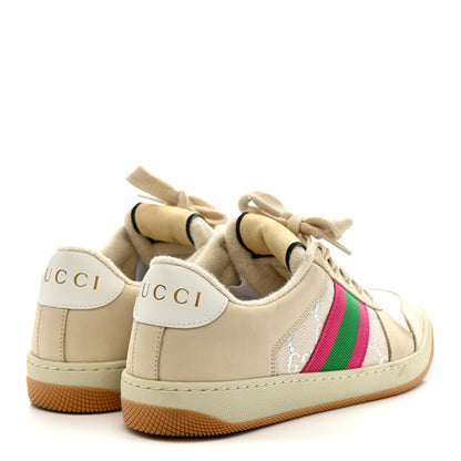 Gucci Lame GG Monogram Nubuck Web Screener Sneakers 36 Gardenia Silver Dusty Milk White 5 of 10