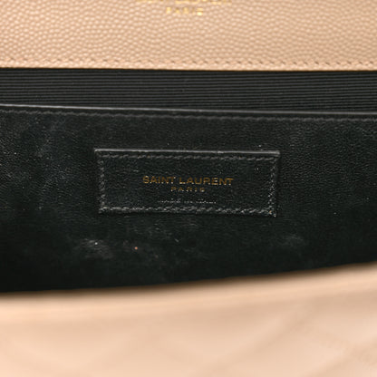 Saint Laurent Grain De Poudre Textured Mixed Matelasse Medium Triquilt Monogram Satchel Dark Beige 8 of 10