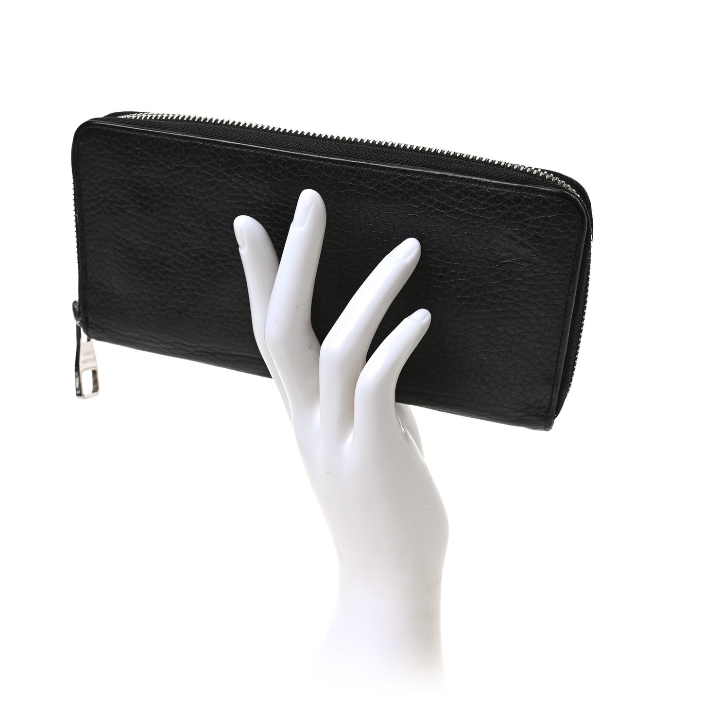 Taurillon Vertical Zippy Wallet Black