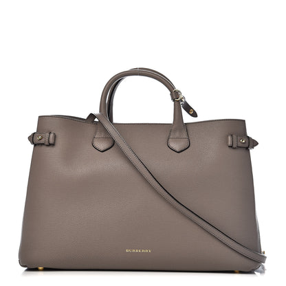 Burberry Grainy Calfskin House Check Large Banner Tote Thistle Grey 1 of 16
