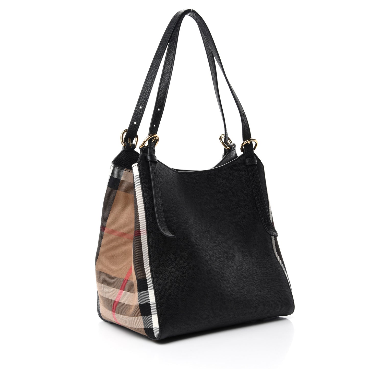Grainy Calfskin House Check Small Canterbury Black