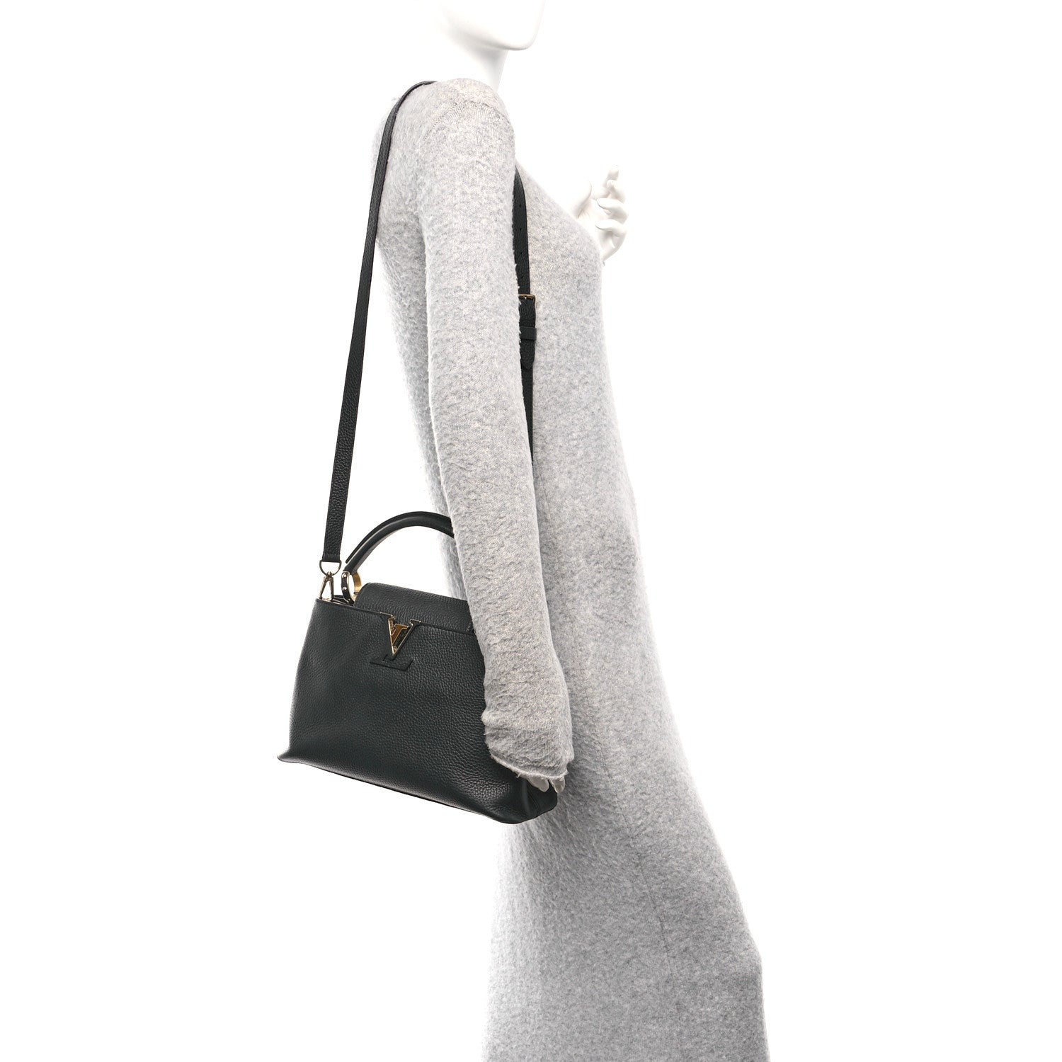 Louis Vuitton Taurillon Capucines PM Black 2 of 9