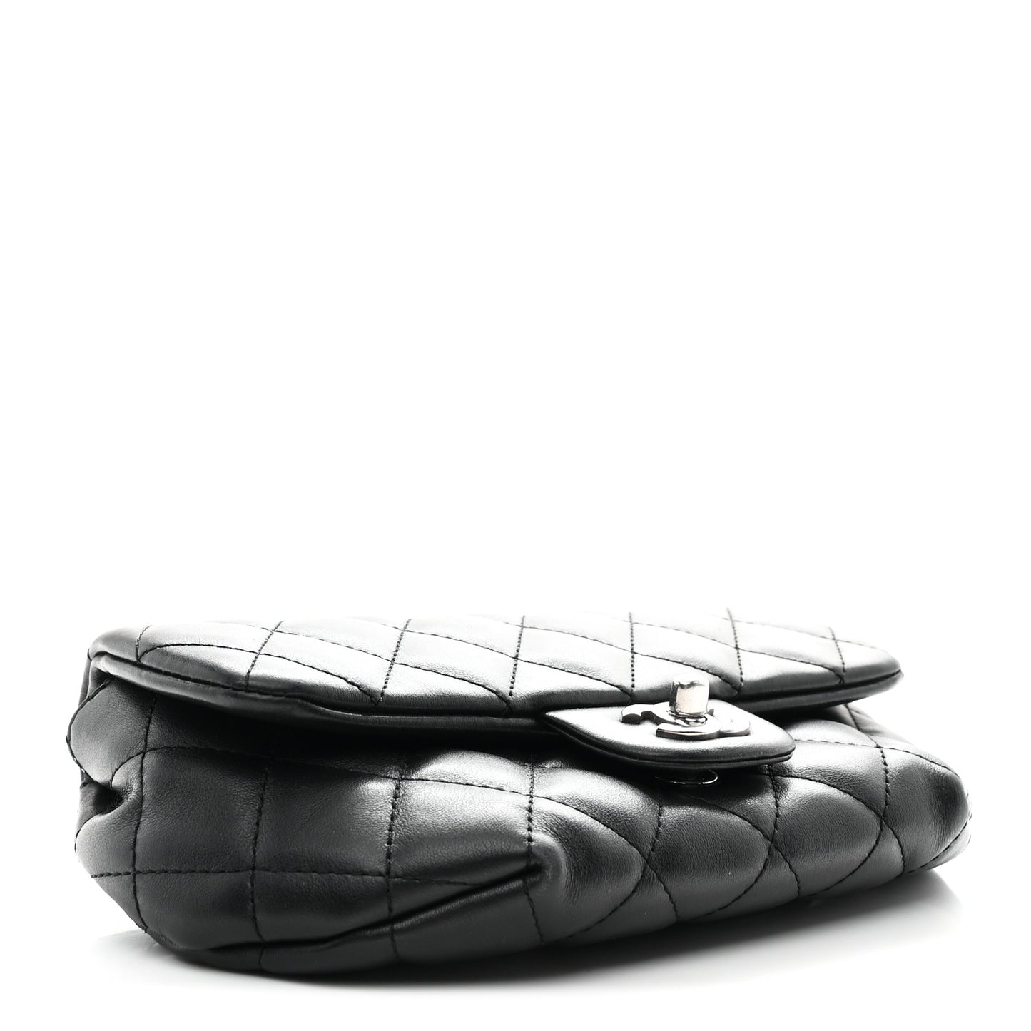 Calfskin Quilted CC Uniform Flap Belt Bag Black