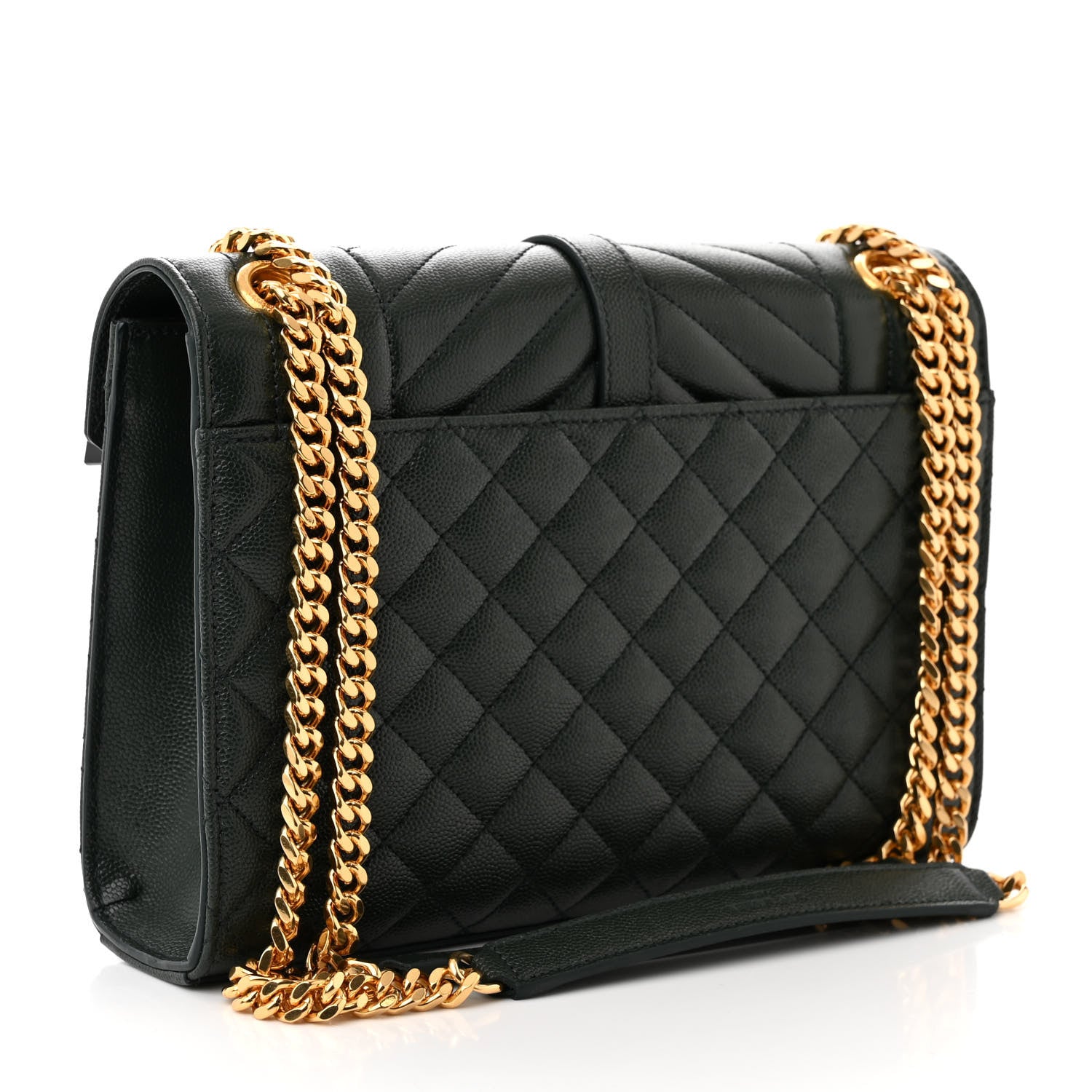 Saint Laurent Grain De Poudre Textured Mixed Matelasse Medium Triquilt Monogram Satchel Vert Fonce 3 of 11