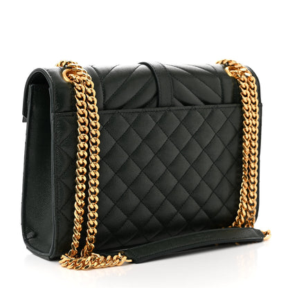 Saint Laurent Grain De Poudre Textured Mixed Matelasse Medium Triquilt Monogram Satchel Vert Fonce 3 of 11