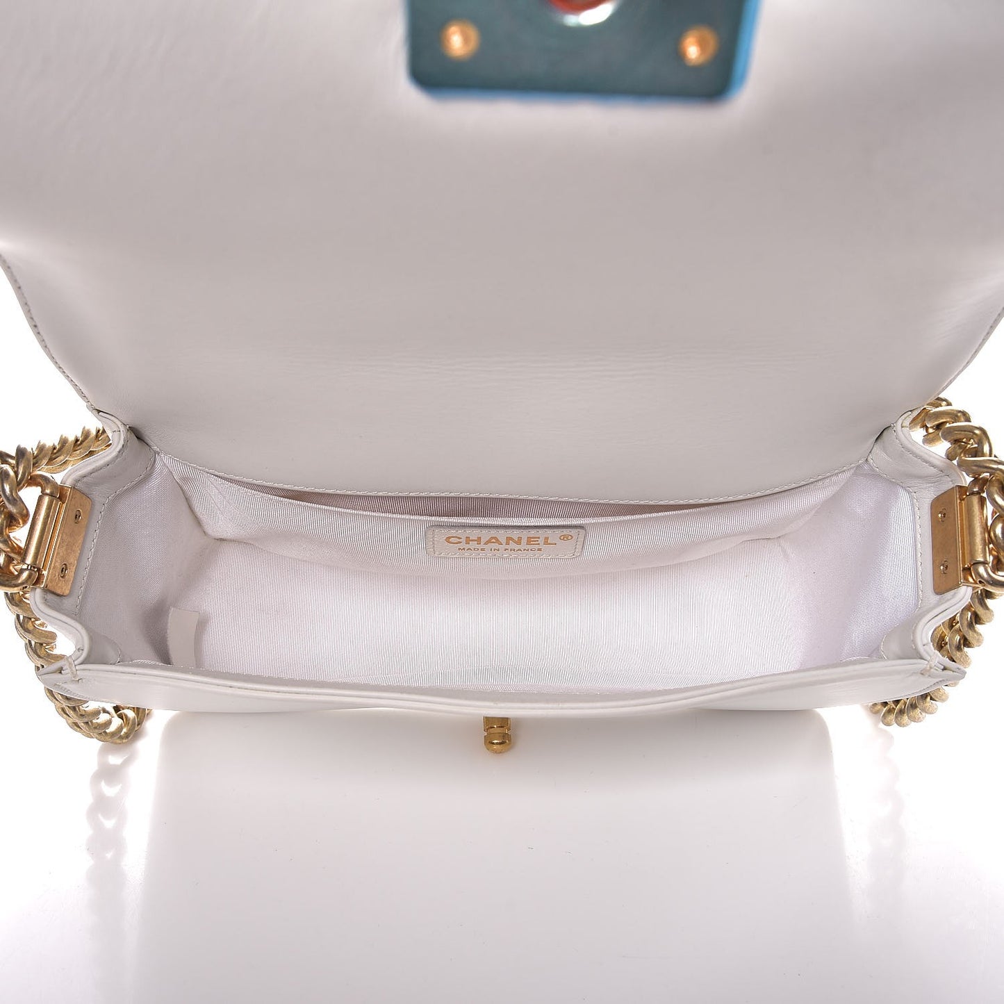 Sheepskin Braided Medium Boy Reverso Flap White