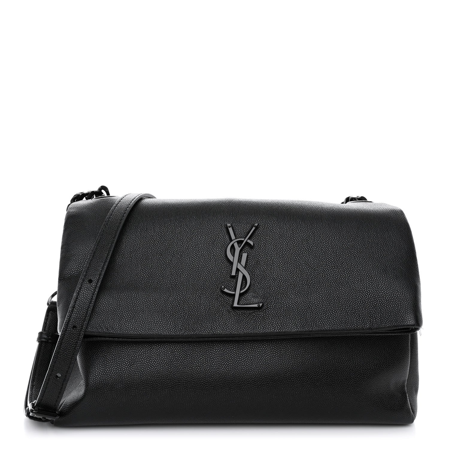 Saint Laurent Grain De Poudre Medium West Hollywood Monogram Fold-Over Black 1 of 11