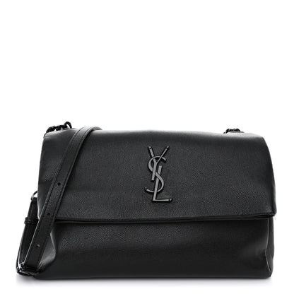 Saint Laurent Grain De Poudre Medium West Hollywood Monogram Fold-Over Black 1 of 11