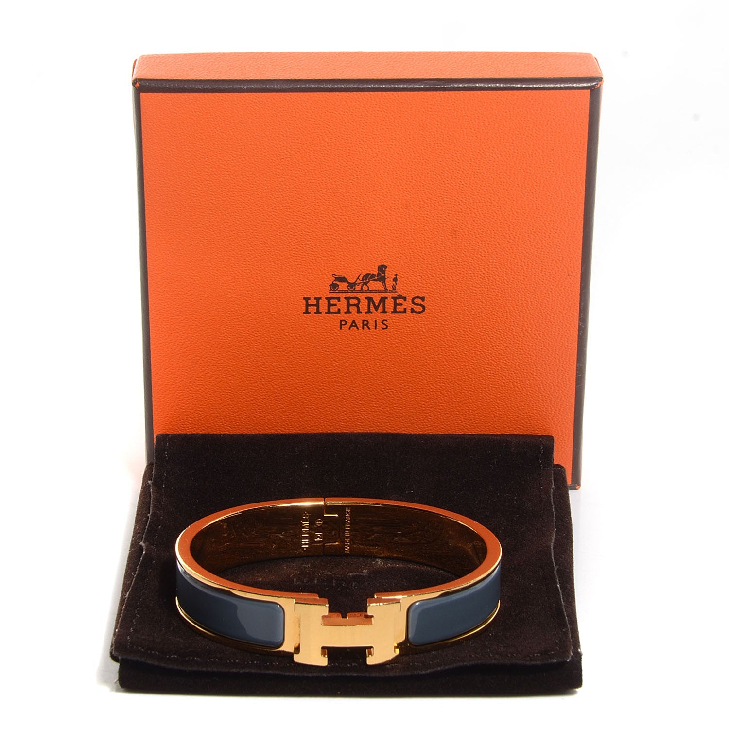 Hermes Enamel Narrow Clic Clac H Bracelet PM Slate 5 of 5