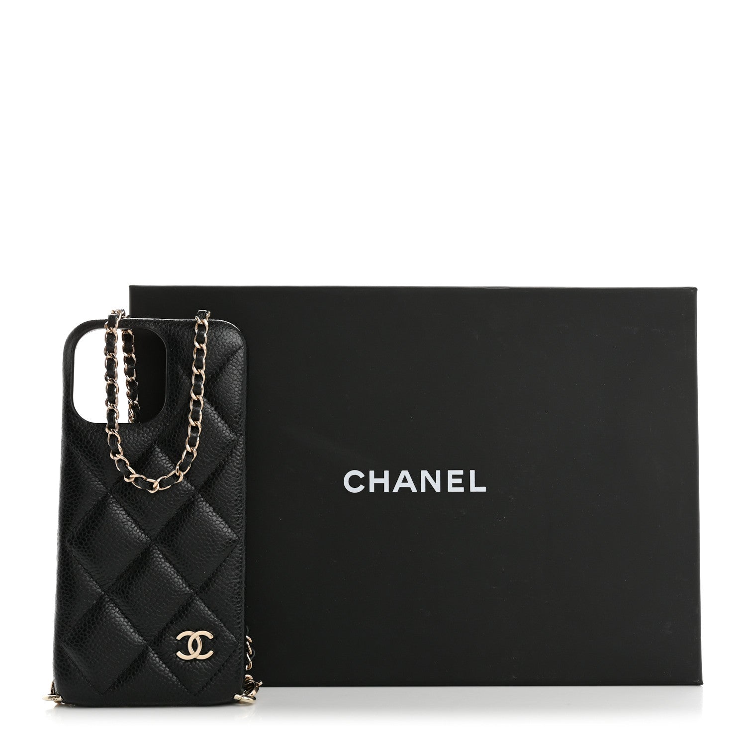 Chanel Caviar Quilted Pearl Crush iPhone 16 Pro Case With Chain