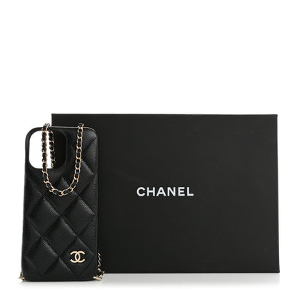 Chanel Caviar Quilted Pearl Crush iPhone 16 Pro Case With Chain Black 8 of 8