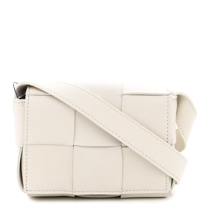 Bottega Veneta Lambskin Maxi Intrecciato Extra Mini Cassette Crossbody Bag White 1 of 9