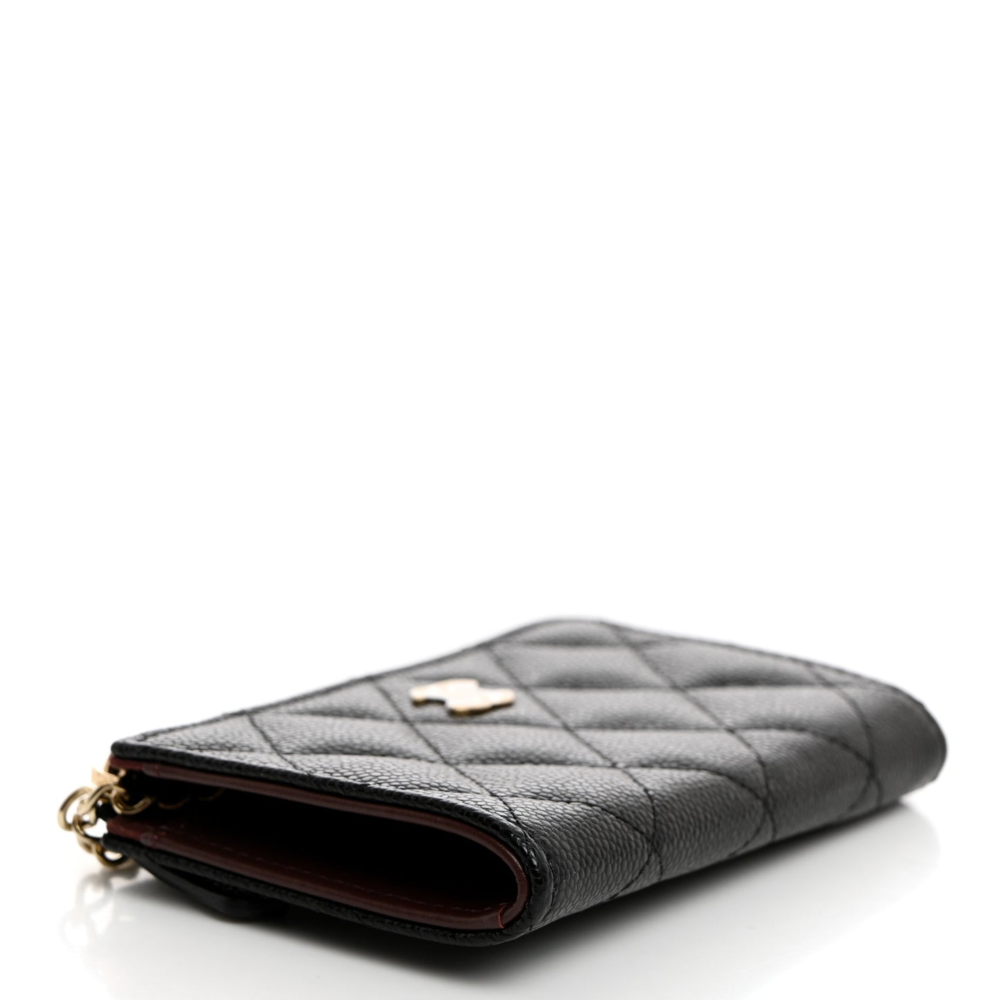 Caviar Quilted Zipped Key Holder Case Black