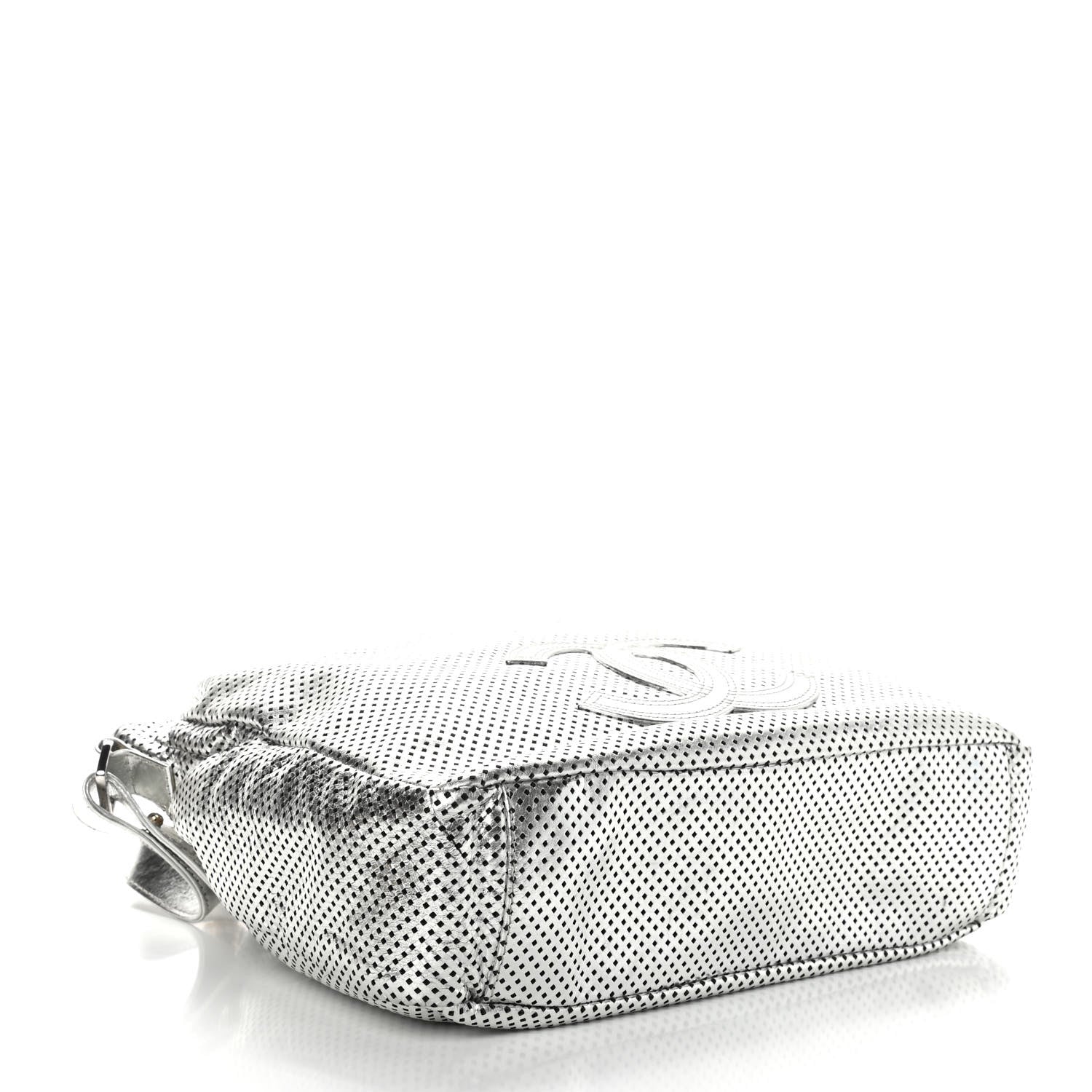 Chanel Metallic Glazed Calfskin Perforated Medium Rodeo Drive Tote Silver 4 of 9