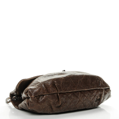 Chanel Grained Calfskin Quilted Maxi Elastic Flap Brown 4 of 7