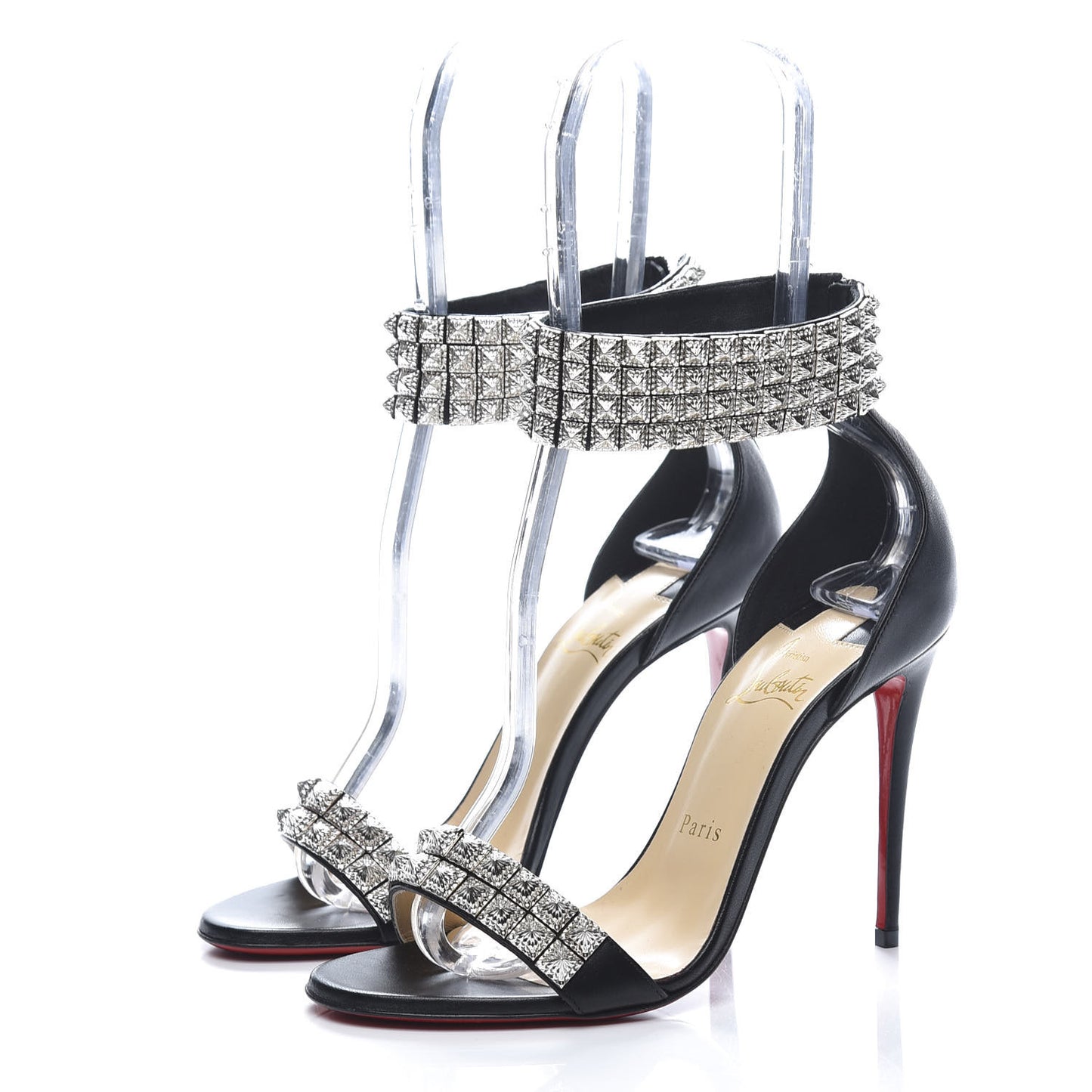 Nappa Priyadora 100 Studded Sandals 36.5 Black Silver