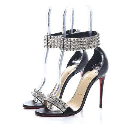 Christian Louboutin Nappa Priyadora 100 Studded Sandals 36.5 Black Silver 3 of 11