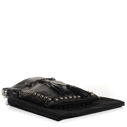 Saint Laurent Calfskin Studded Monogram Flat Bucket Black 4 of 7