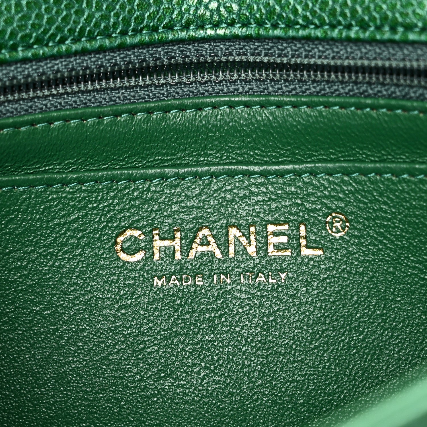 Chanel Metallic Caviar Quilted Mini Rectangular Flap Green 6 of 11