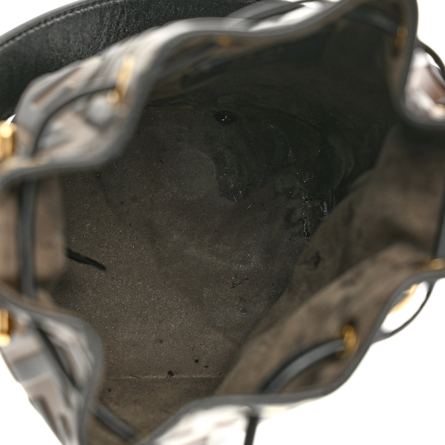Vitello Liberty F is Fendi Bi-Color FF 1974 Embossed Mini Mon Tresor Bucket Bag Maya Black