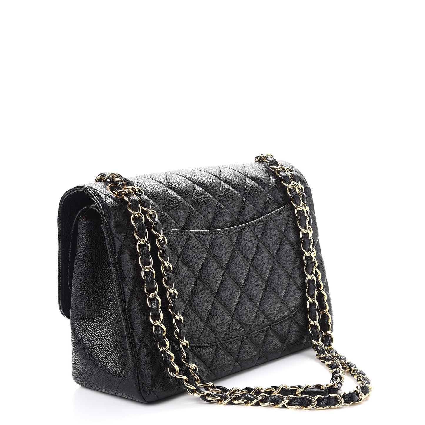 Caviar Quilted Jumbo Double Flap Black