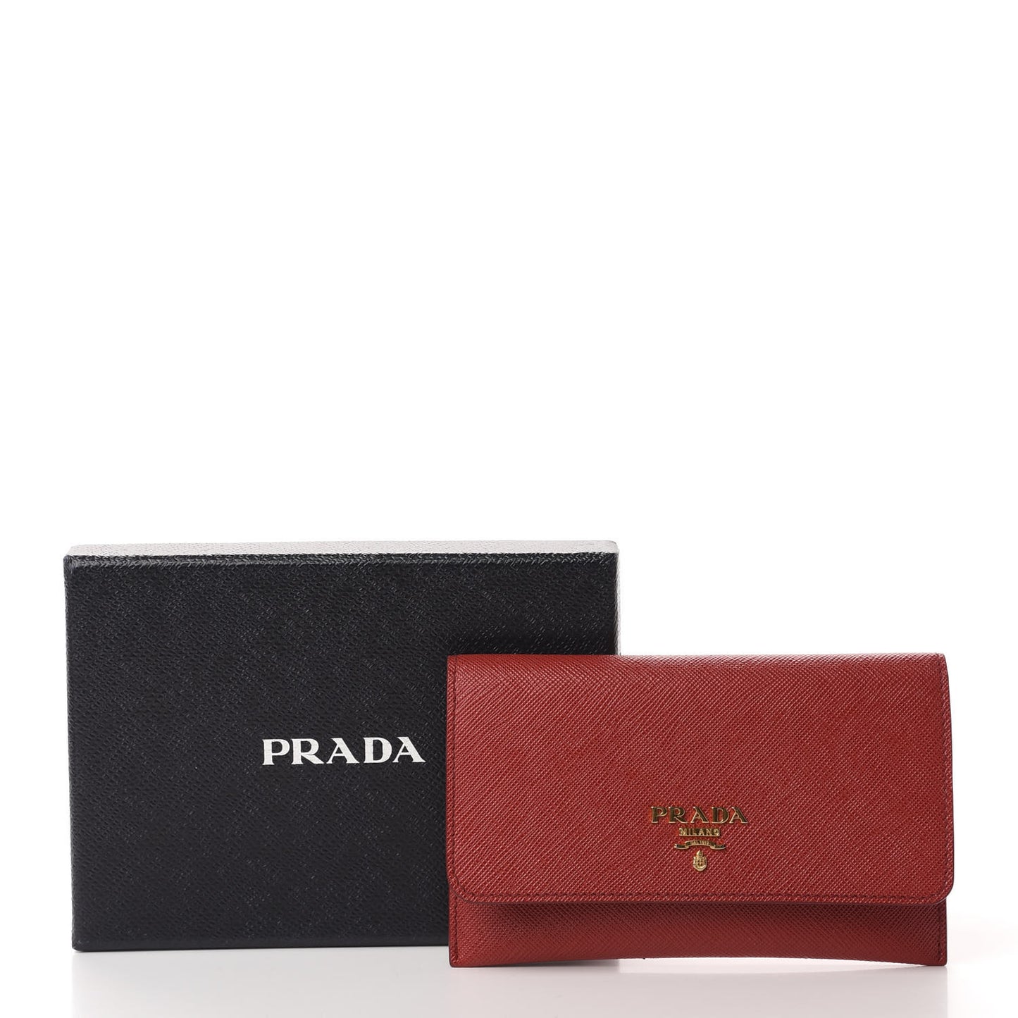 Saffiano Metal Flap Card Holder Fuoco