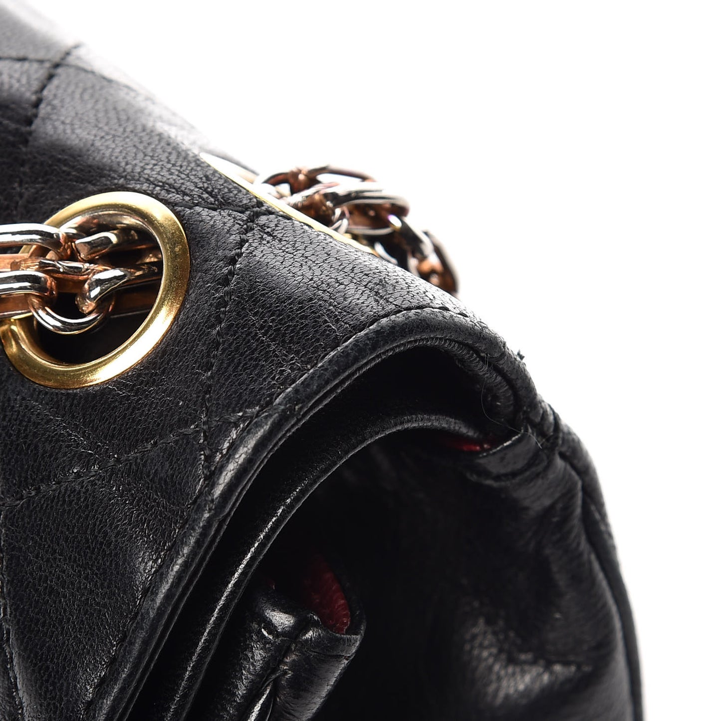 Lambskin Quilted Medium Double Flap Bijoux Chain Black
