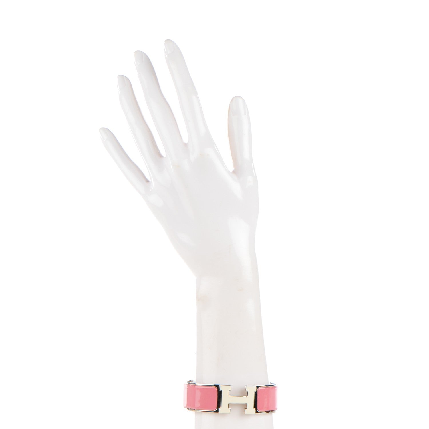 Hermes Enamel Wide Clic Clac H Bracelet PM White Rose Pagoda 5 of 12