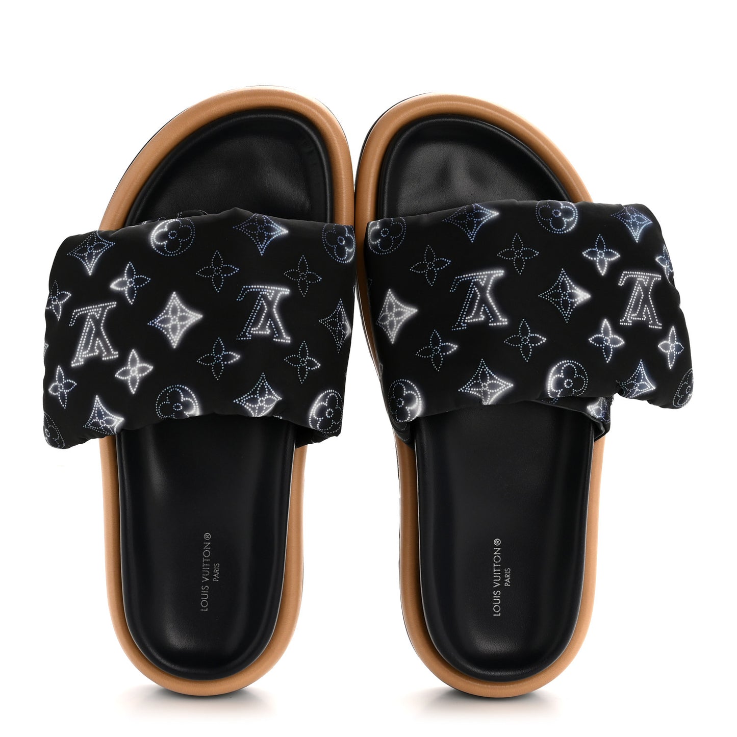 Nylon Monogram Womens Pool Pillow Comfort Mules 40 Navy Blue