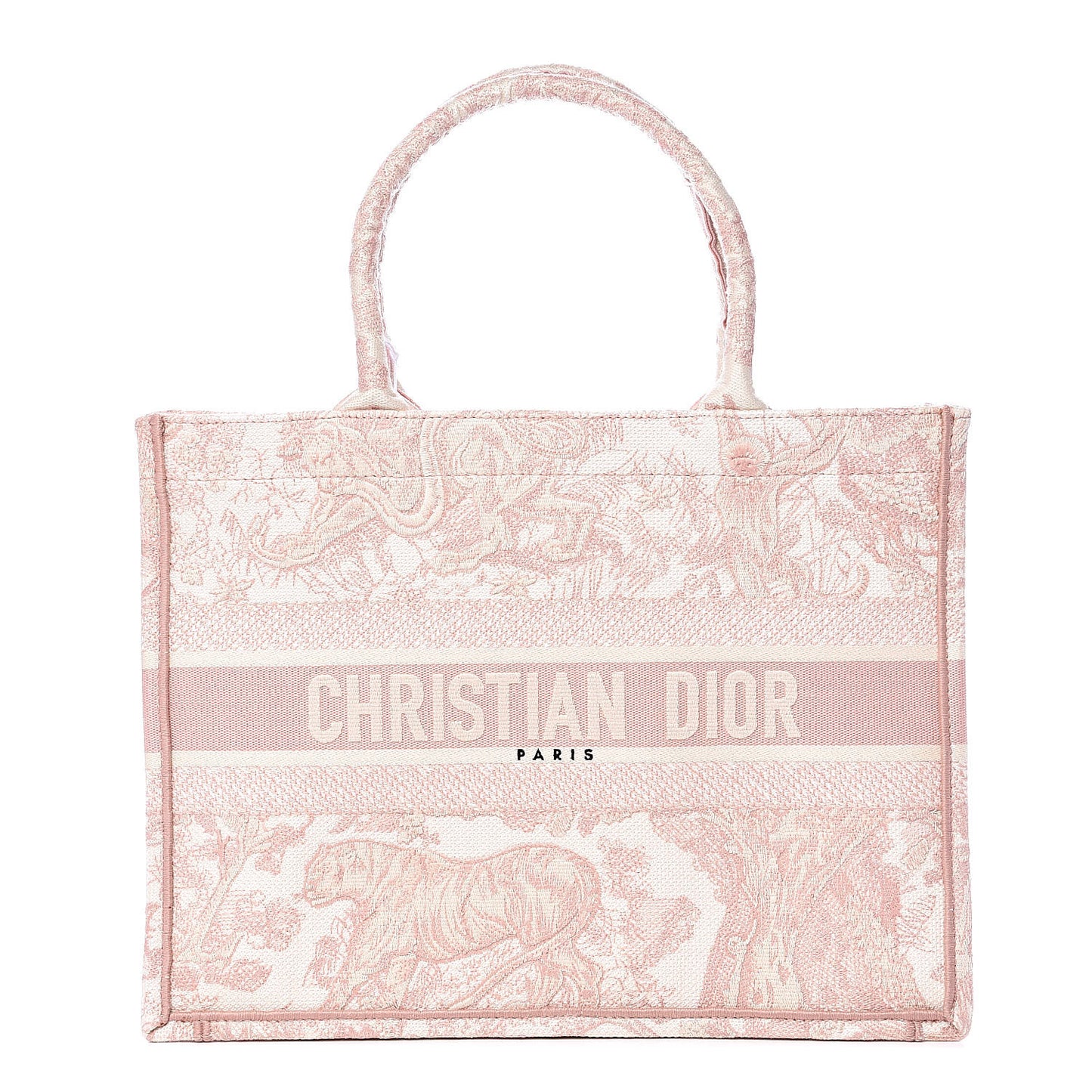 Canvas Embroidered Medium Dioriviera Toile De Jouy Book Tote Rose