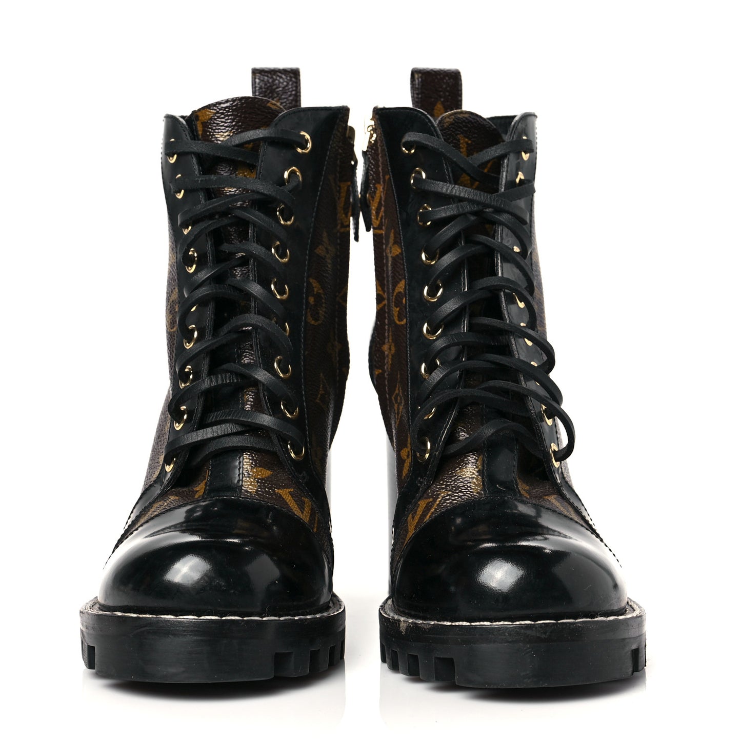 Patent Calfskin Monogram Star Trail Ankle Boots 38.5 Black