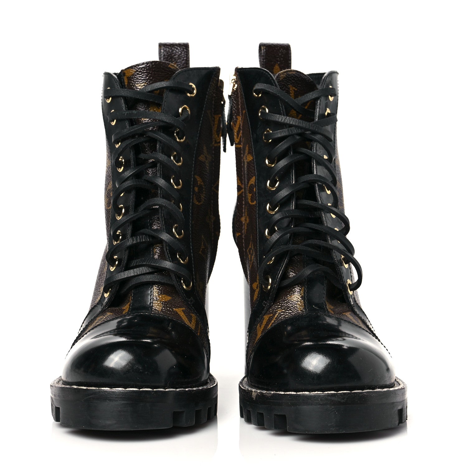 Louis Vuitton Patent Calfskin Monogram Star Trail Ankle Boots 38.5 Black 2 of 6