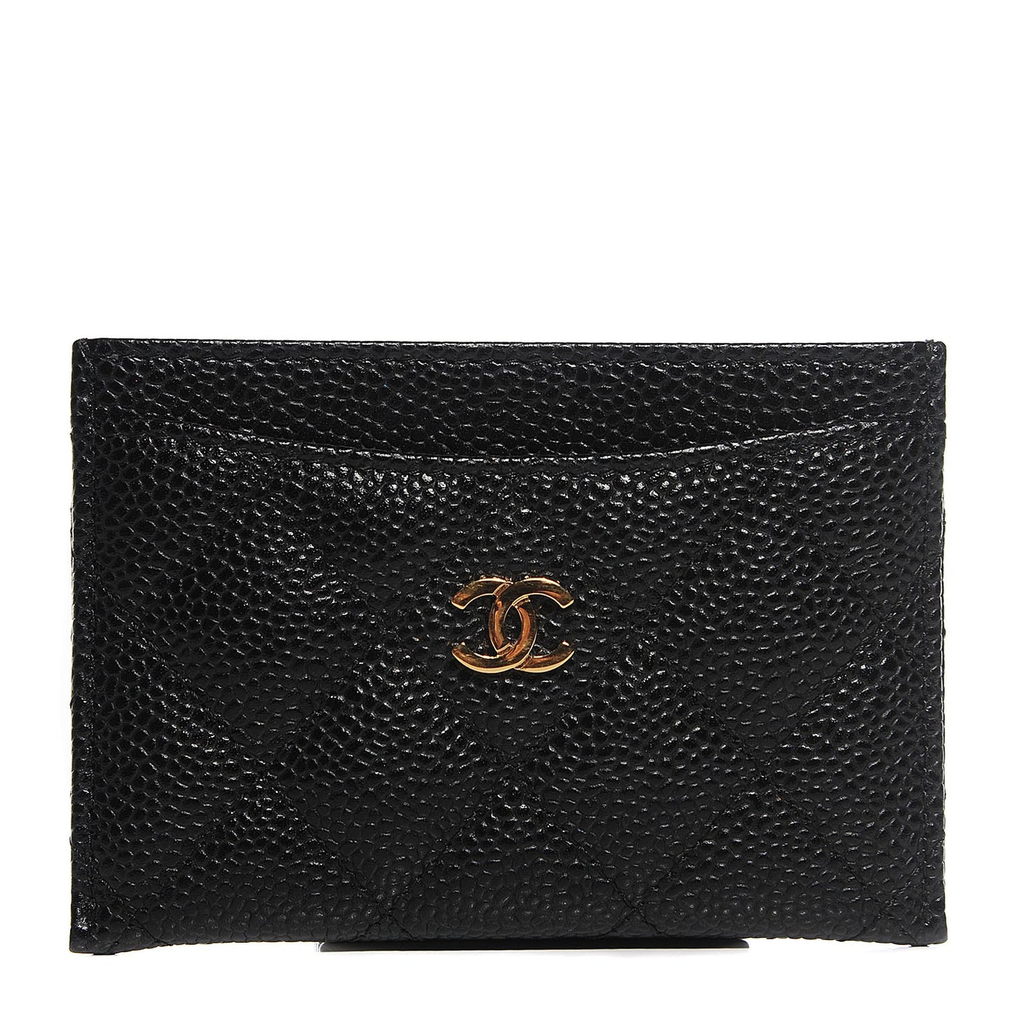 Caviar Quilted Card Holder Black