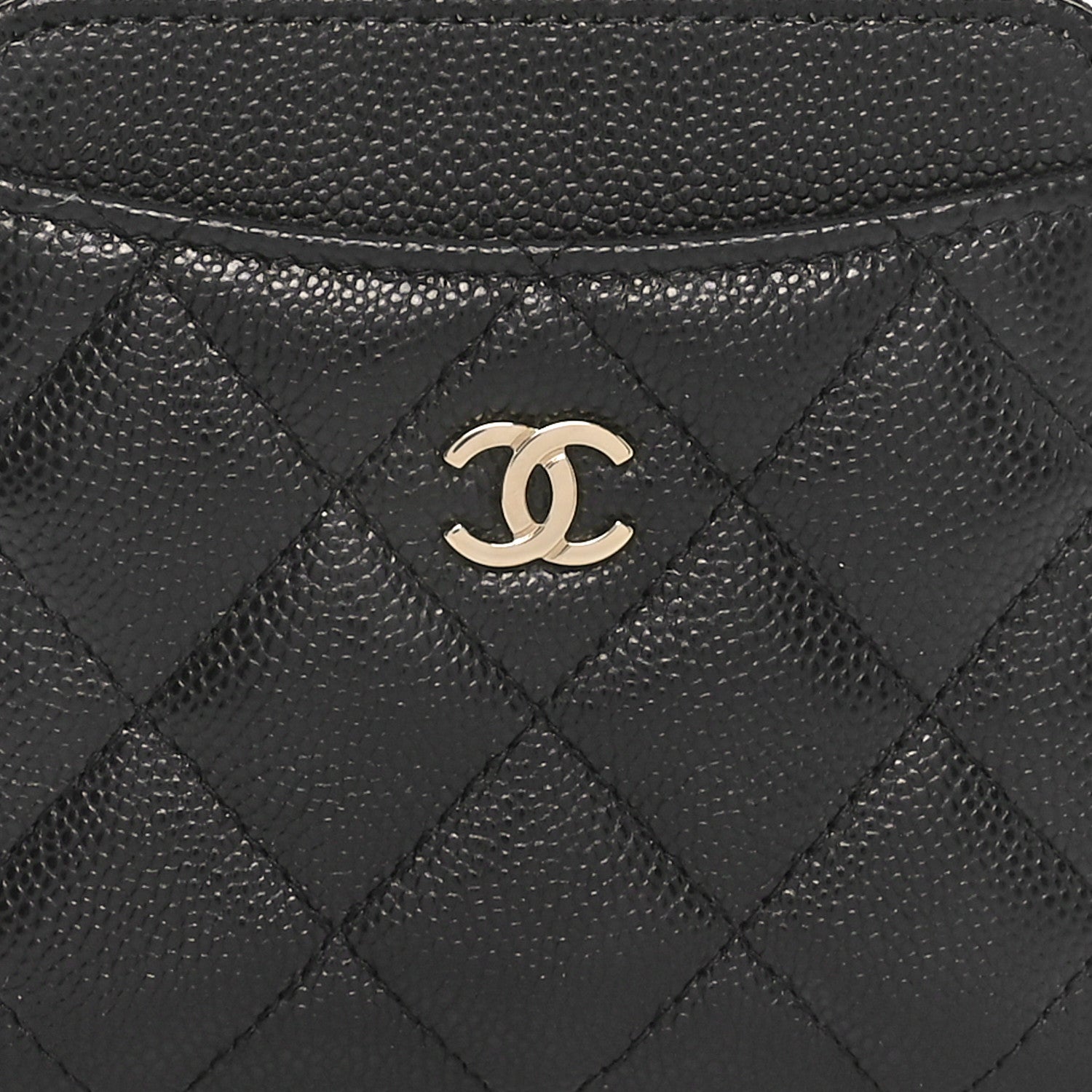 Chanel Caviar Quilted Zip Card Holder Wallet Black 5 of 9