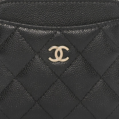 Chanel Caviar Quilted Zip Card Holder Wallet Black 5 of 9